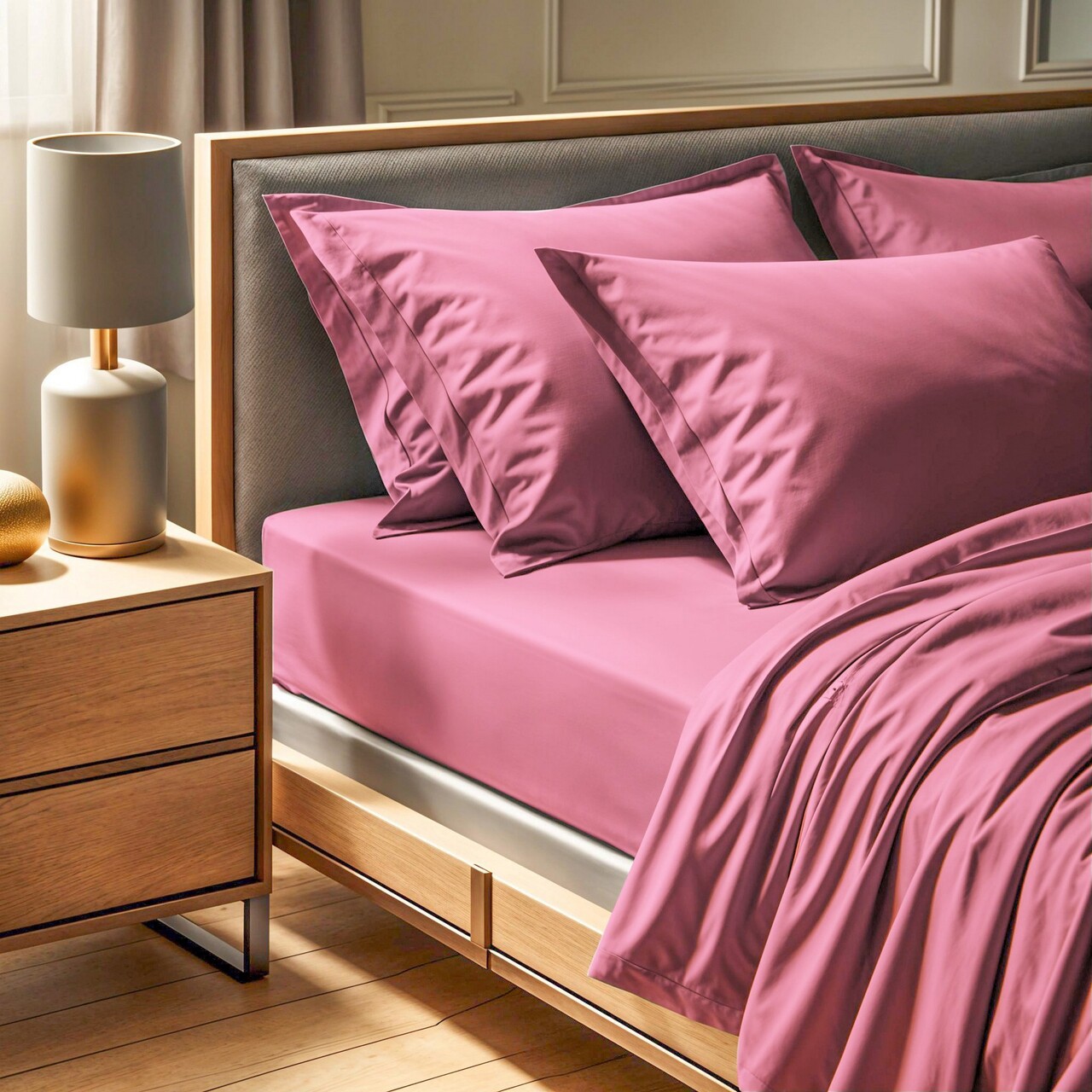Cearceaf de pat cu elastic Ranforce Single Small (FR), L'essentiel Maison, Tonne Rosse, Roz prafuit - imagine 5